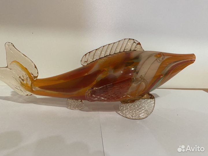 Винтажная рыбка из цветного стекла СССР