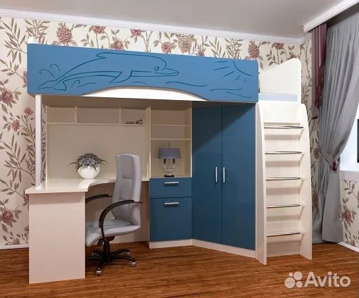 Бемби Детская Комплект мебели (Дельфин Синий)