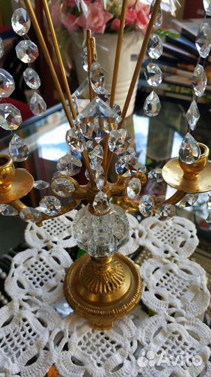 Подсвечник Латунь, хрусталь