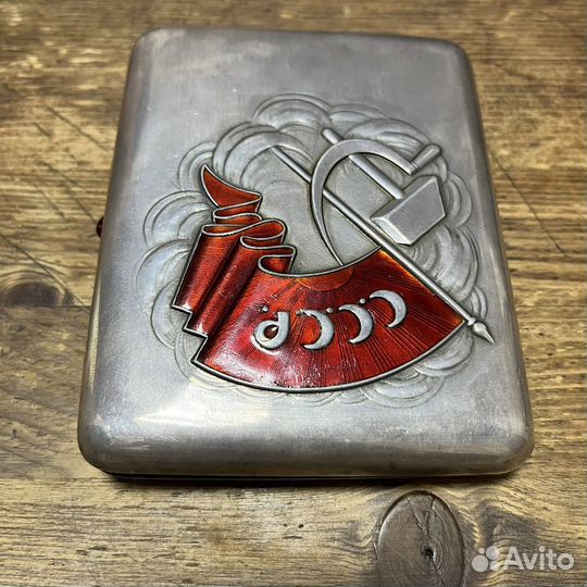 Портсигар серебряный СССР. Агит