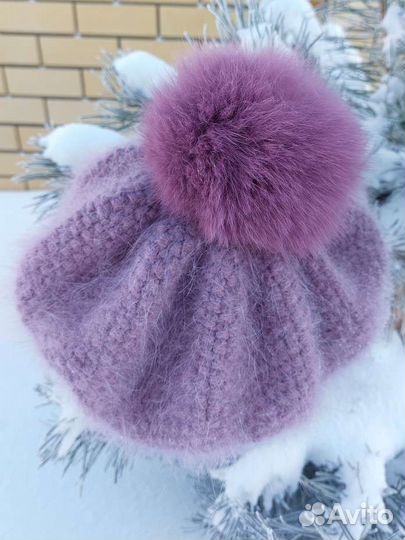 Берет из пуха норки Снуд Варежки