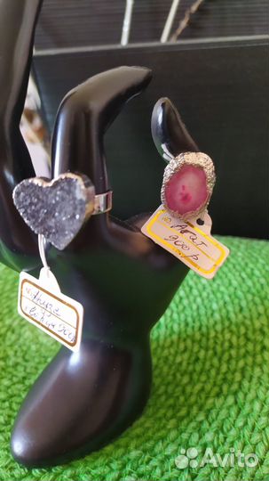 Кольца с агатом и кварцем