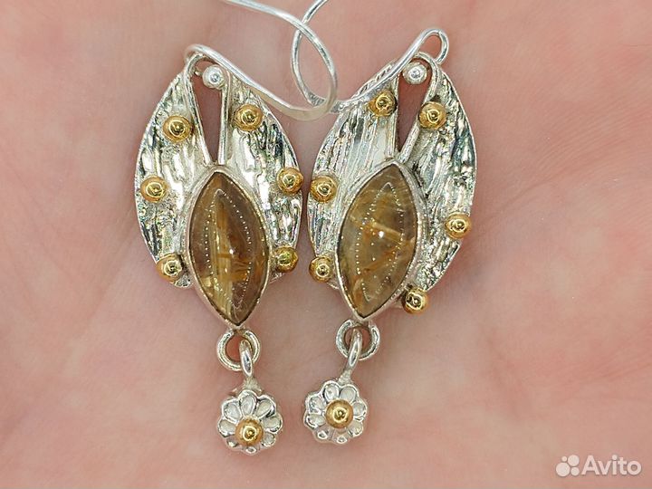 Серьги серебро с волосатиком