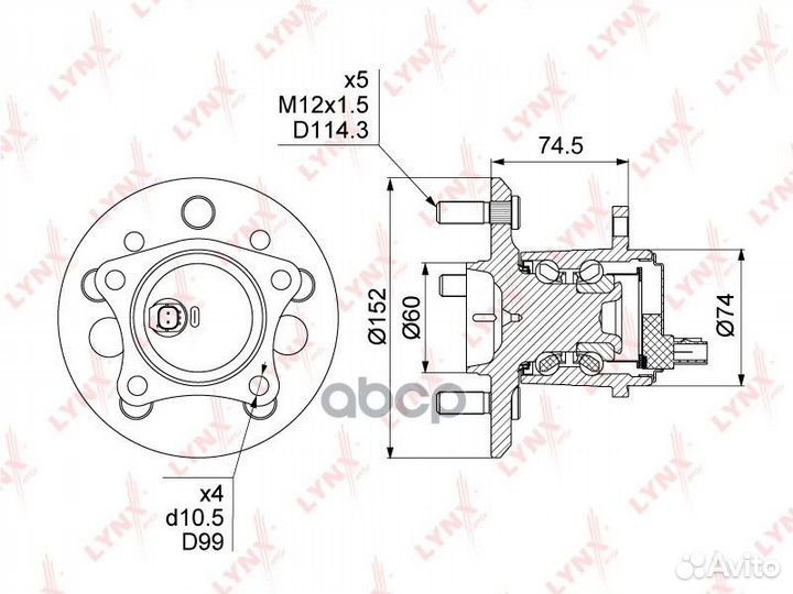 Ступица колеса зад прав WH1494 lynxauto