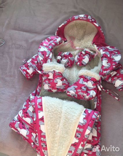 Зимний комбинезон трансформер для девочки 80