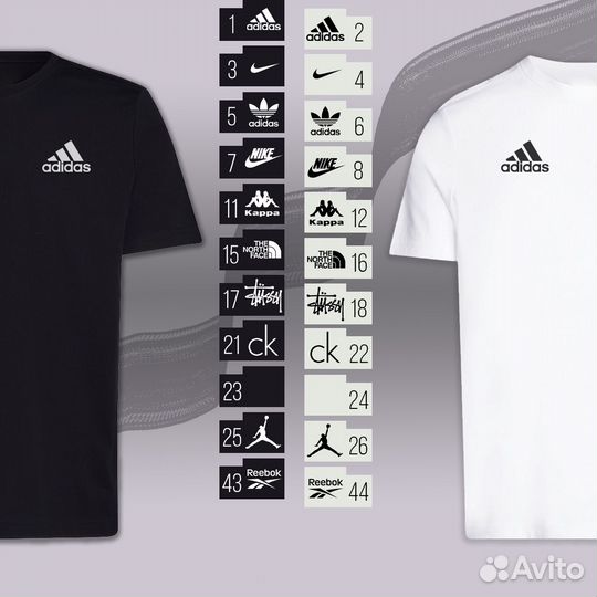 Футболки adidas и другие бренды в ассортименте