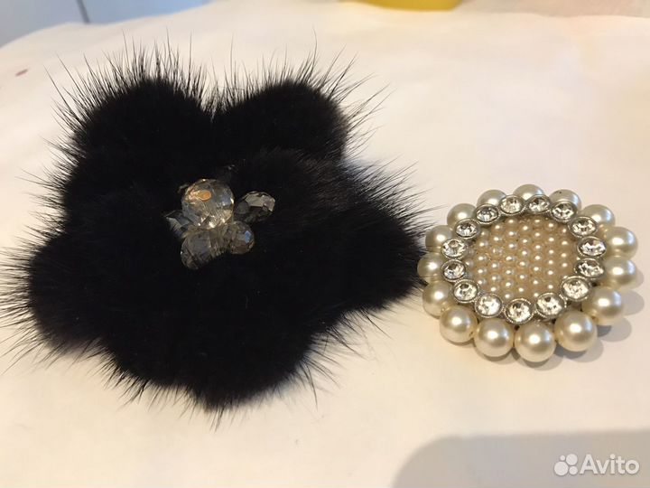 Брошь винтаж, брошь меховая