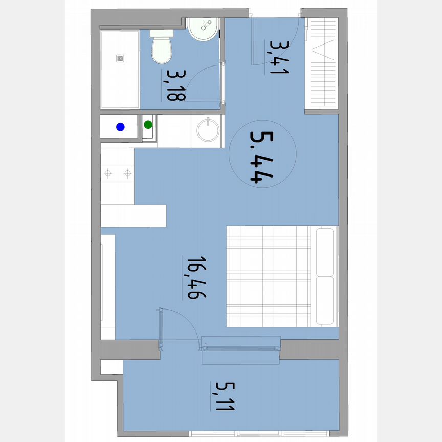 1-к. апартаменты, 28,6 м², 5/13 эт.