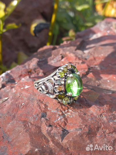 Серебряное кольцо самоцветы,винтаж
