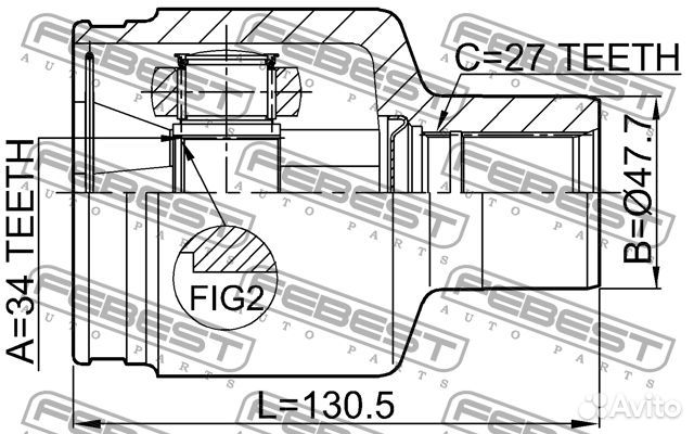 Febest 1411-rexiipt ШРУС ssang yong rexton -13 вну
