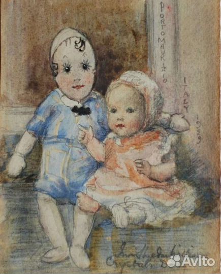 Антикварная картина. Акварель,графика