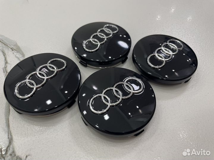 Колпачки в диски Audi 60 мм черные колесные