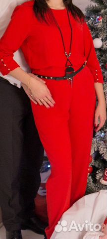 Комбинезон вечерний красный