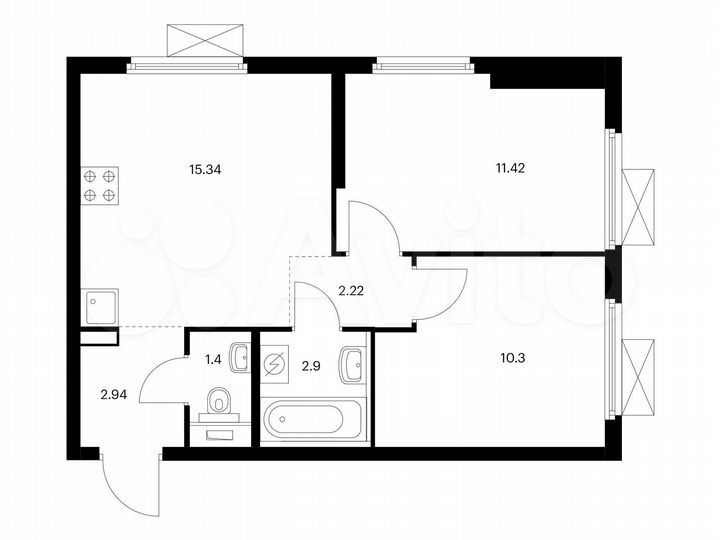 2-к. квартира, 46,5 м², 22/33 эт.