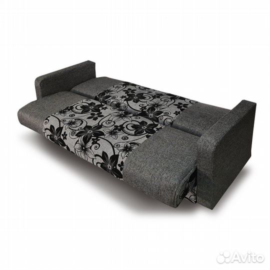 Диван-книжка Мешковина - серый со вставкой лилии, ППУ