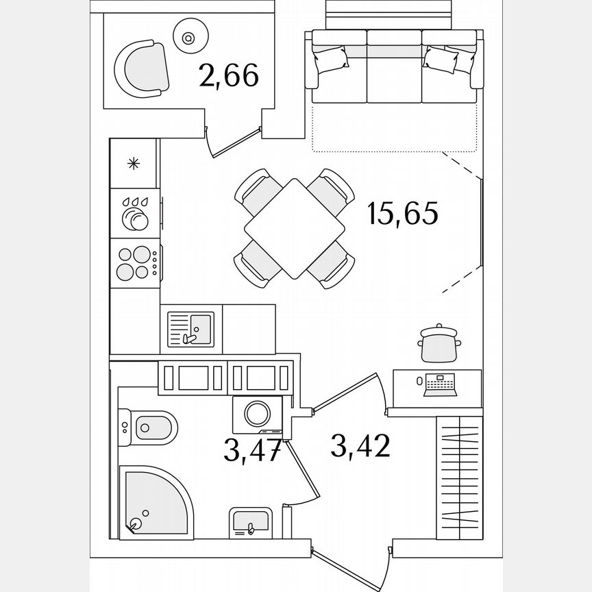 Квартира-студия, 23,9 м², 13/17 эт.