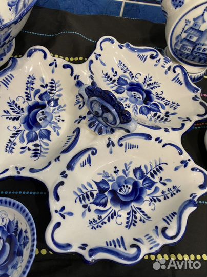 Менажница фарфоровая Гжель