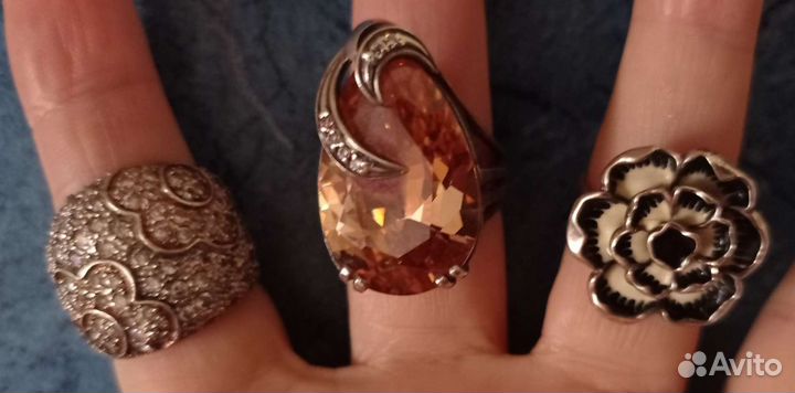 Серьги и кольца, серебро 925