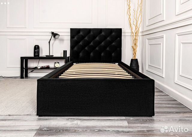 Кровать 90х200 Барокко черный велюр