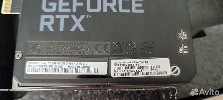 Видеокарта nVidia GeForce RTX3060 Ti 8Gb gddr6