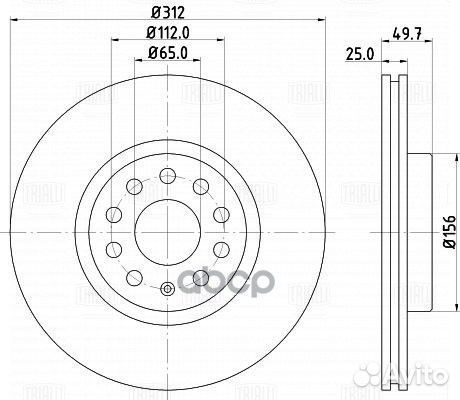 Диск тормозной VW tiguan 07- перед. D312mm