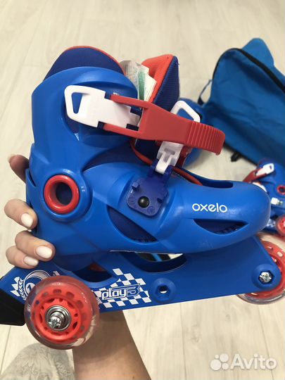 Роликовые коньки раздвижные, шлем, защита