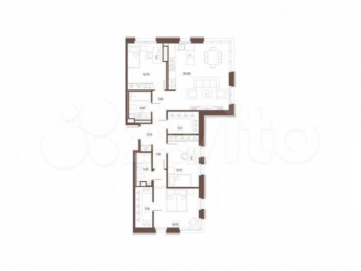 3-к. квартира, 98,7 м², 5/9 эт.