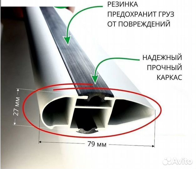 Багажник на рейлинги поперечинами крыло 120см