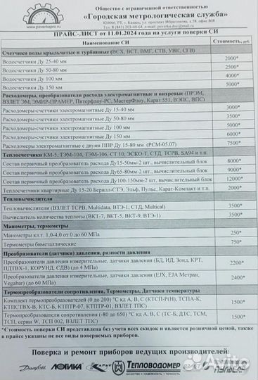 Поверка измерительных приборов