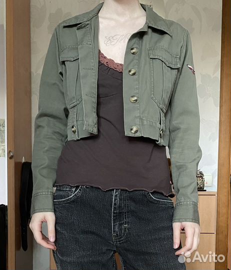 Американская милитари джинсовка y2k