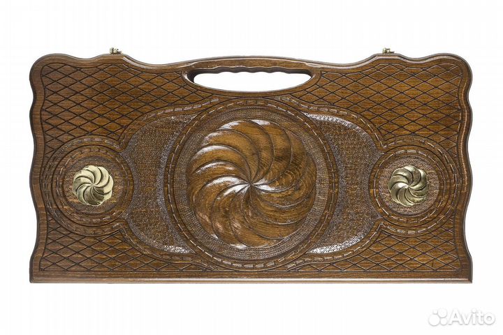 Нарды резные Бесконечность с ручкой 60 х 60 см бук, бронза Армения 62891