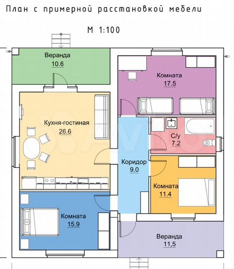 Дом 120 м² на участке 9,6 сот.
