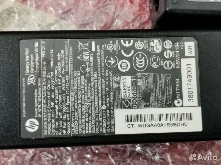 Оригинальная зарядка для ноутбука hp