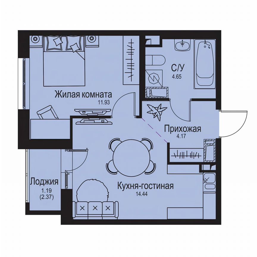 1-к. квартира, 36,4 м², 8/9 эт.