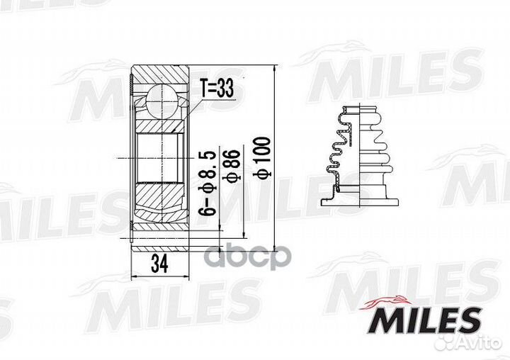 ШРУС внутренний GA10009 Miles