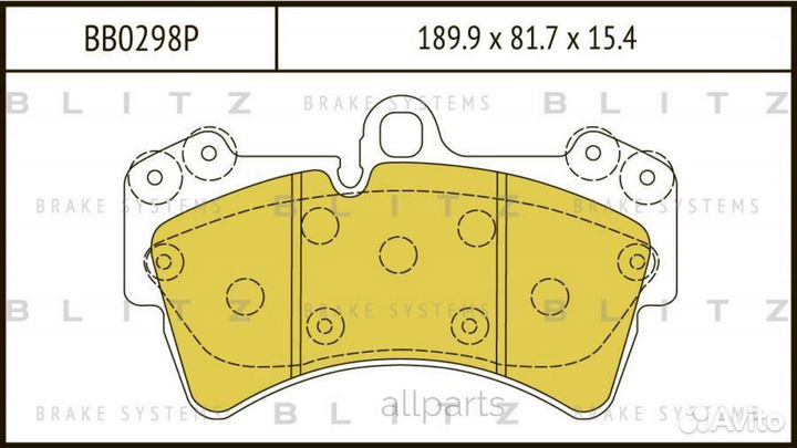 Blitz BB0298P колодки дисковые передние диск 18'\ VW Touareg 3.2i/4.2i/2.5TDi/5.0TDi 02