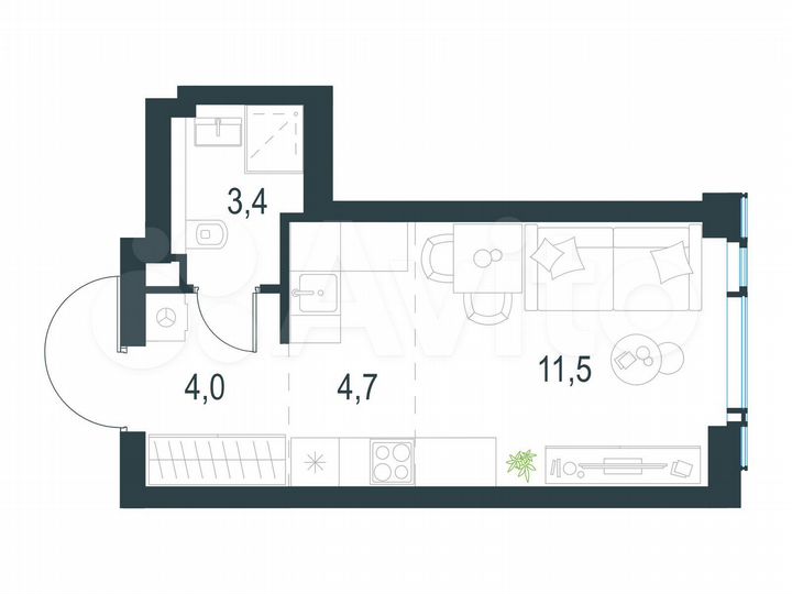 Квартира-студия, 23,6 м², 26/30 эт.