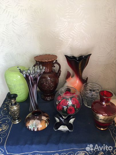 Ваза цветное стекло 23 см