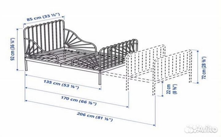 Кровать IKEA раздвижная (белая и черная)