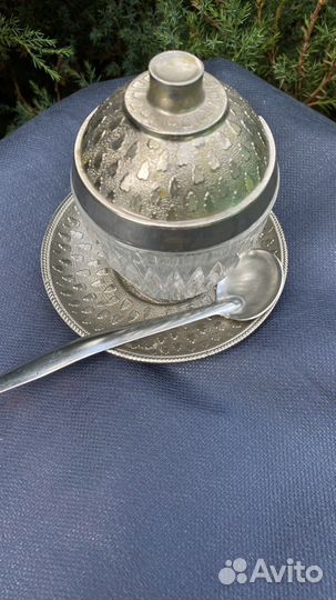 Горчичница СССР на подставке с ложкой