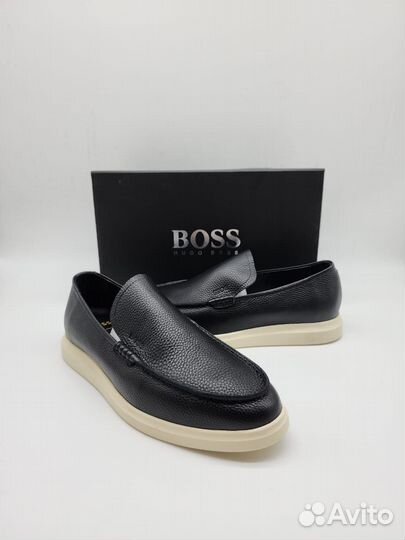 Мужские лоферы Hugo Boss кожа замша серые