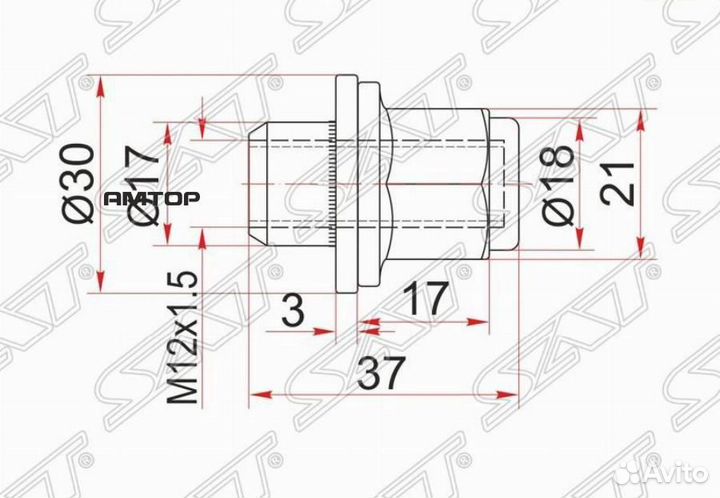 SAT ST-90942-01033 Гайка колесная хром закрытая hy