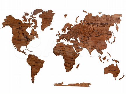 Карта мира из дерева Новосибирск Премиум "Сагуаро"