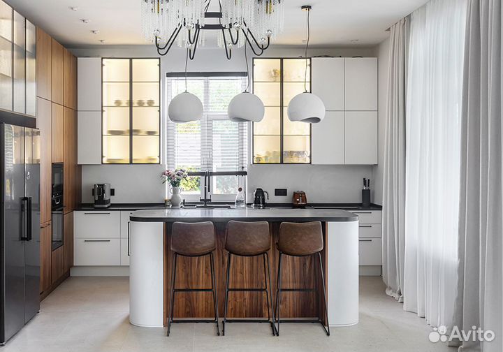 Кухня угловая с островом