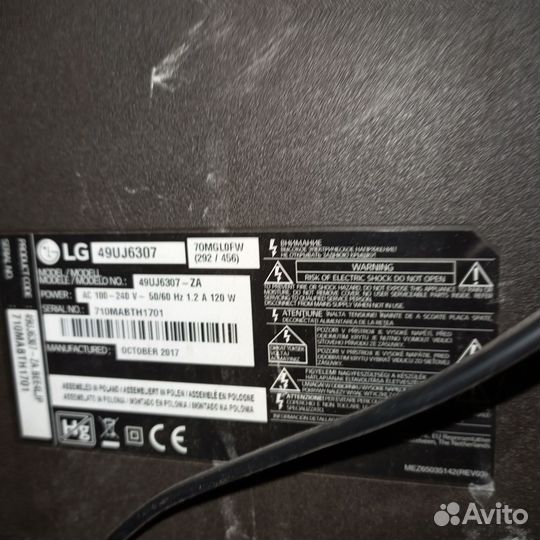Телевизор lg 49uj6307