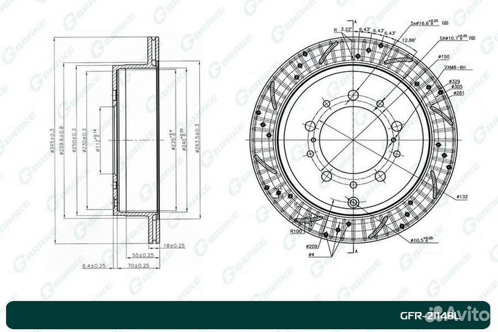 Диск тормозной перфорированный G-brake GFR-21148