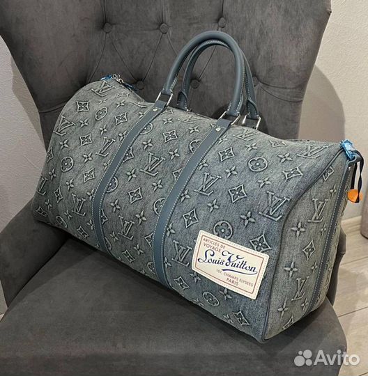 Сумка дорожная Louis Vuitton джинсовая через плечо