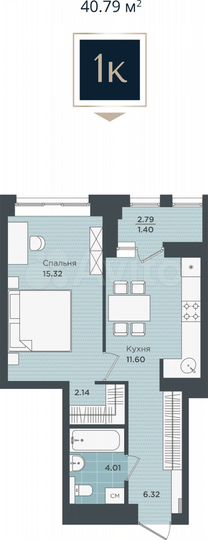 1-к. квартира, 40,8 м², 4/24 эт.