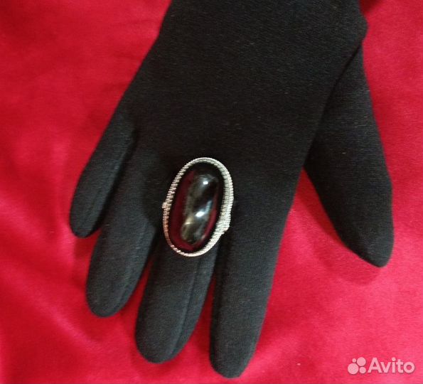 Перстень с большим обсидианом 19,5 р
