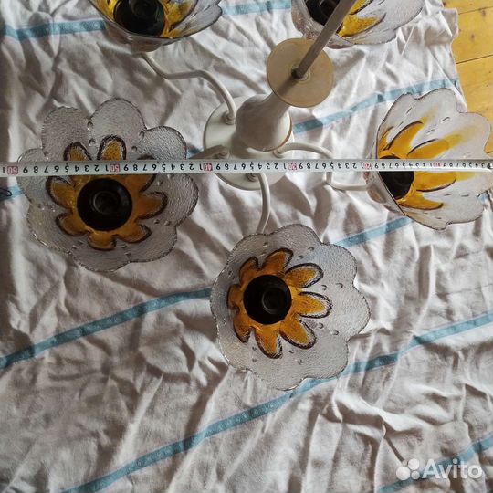 Люстра СССР 2 шт 2-цветное стекло,зеленый абажур